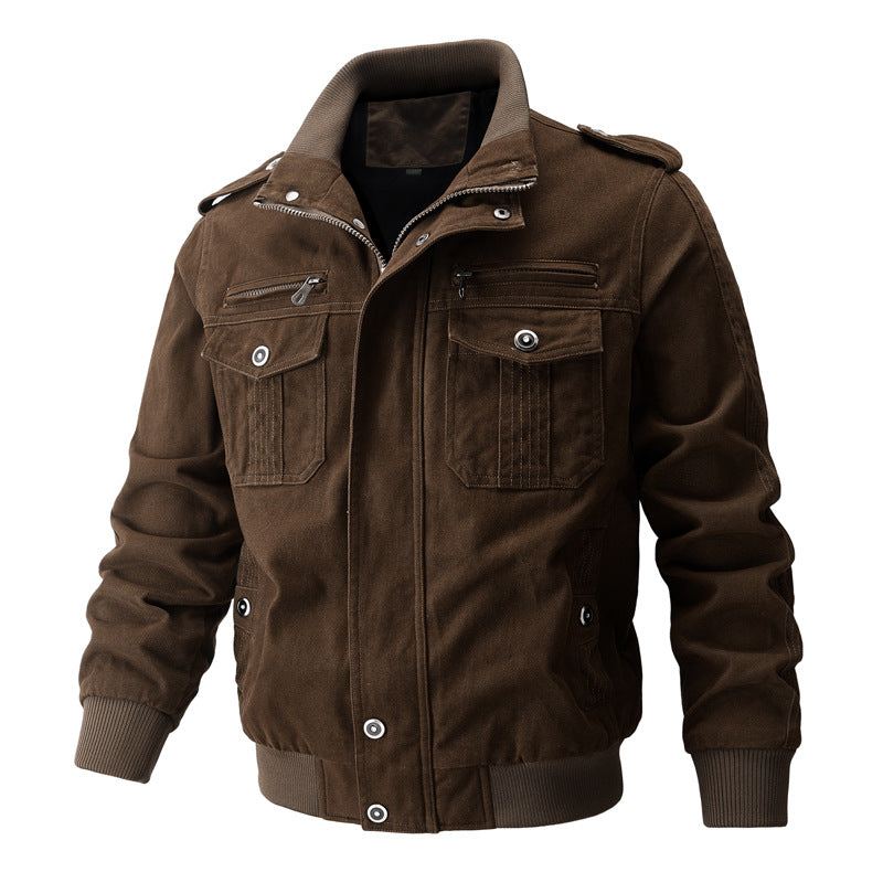 Herren Militärjacke mit Stehkragen und Reißverschluss