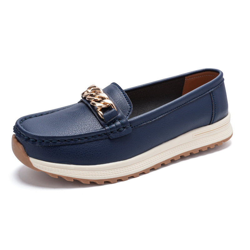 Elegante einfarbige Loafer für Damen mit dicker Sohle