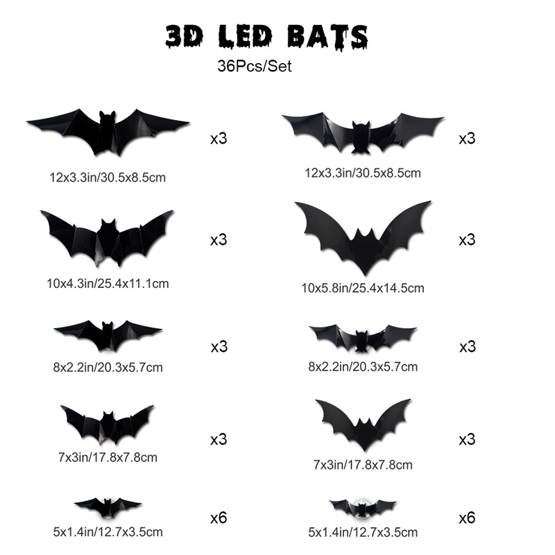 🦇Halloween 3D-beleuchtete Fledermäuse