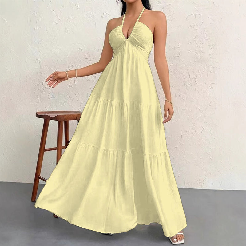 🌞Frühlingserwachen: 50% Rabatt!👗Halsfreies, rückenfreies Layering-Maxikleid – Bohemian Chic & fließend bequem!