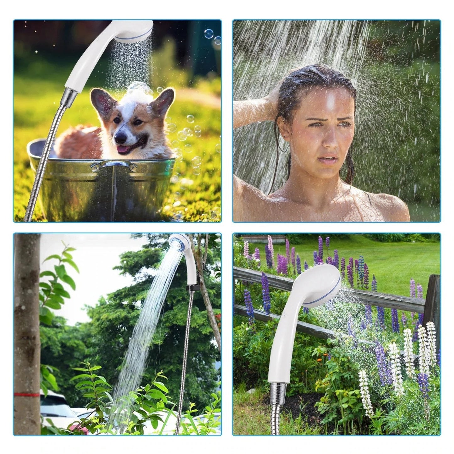 🚿Tragbare Campingdusche Mit Einstellbarem Durchfluss ✨Für Einfaches Und Bequemes Reinigen Im Freien!