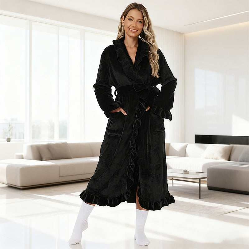 💘 Valentinstagsangebot: 50% Rabatt!🧖♀️ Luxuriös weicher Bademantel – ultraweicher Stoff, elegante Rüschen und Komfort für jeden Tag