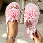 Damen-Flip-Flops mit Blumenmuster, leichte Sommerpantoffeln
