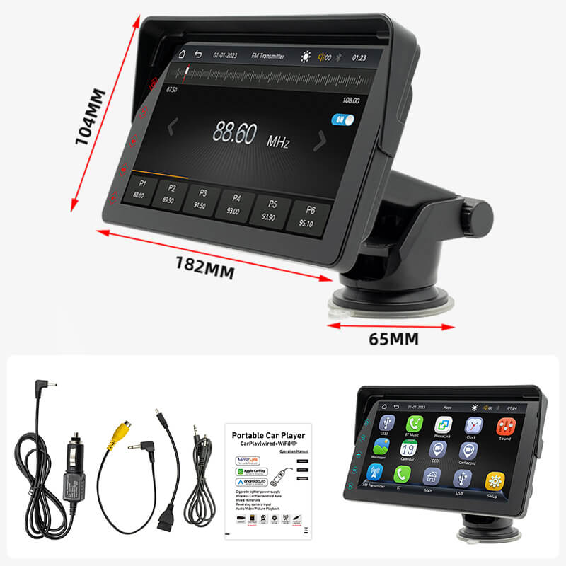 🌞Frühlingserwachen: 50% Rabatt!🚗 Multifunktionales Wireless CarPlay Auto Display – 7-Zoll Touchscreen, Apple/Android Kompatibel, Bluetooth Freisprecheinrichtung & 7 Farben Lichter für sichere & unterhaltsame Fahrt