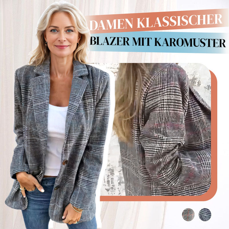 🥰Saisonangebot zum Super-Sonderpreis🥰Lässiger karierter Blazer mit Revers