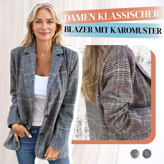 🥰Saisonangebot zum Super-Sonderpreis🥰Lässiger karierter Blazer mit Revers