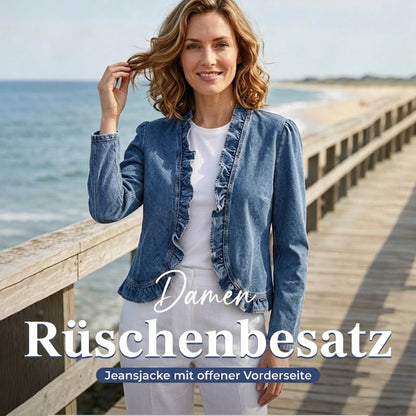 🧥 50 % RABATT !! 🌸 Damen-Jeansjacke mit Volants & offenem Vorderteil – Leicht & feminin – Vielseitig & schick 👗