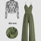🌞Frühlingserwachen: 50% Rabatt!✨Glamouröser Zweiteiler im Lagen-Look: Weiter V-Ausschnitt Overall & transparentes Spitzen-Shirt