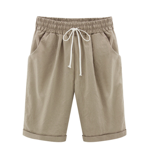 Plus Größe Solid Farbe Elastische Taille Lose Cropped Shorts