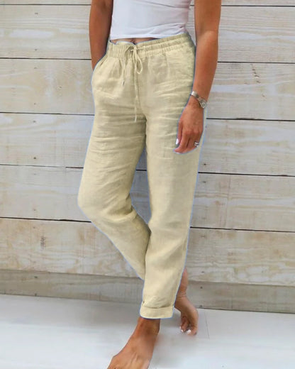 👖 50% RABATT! 🌿 Damenhose aus Baumwolle & Leinen mit Elastischem Bund – Bequem, Atmungsaktiv & Lässiger Look 🥰