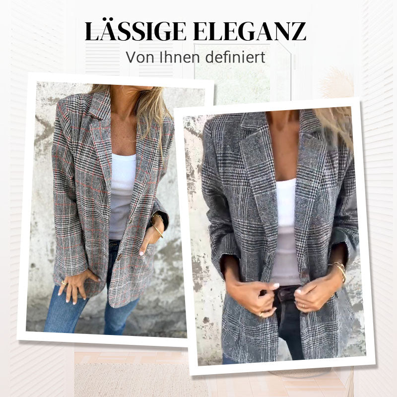 🥰Saisonangebot zum Super-Sonderpreis🥰Lässiger karierter Blazer mit Revers