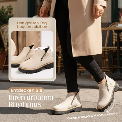 Damen-Stiefeletten mit runder Spitze und seitlichem Reißverschluss