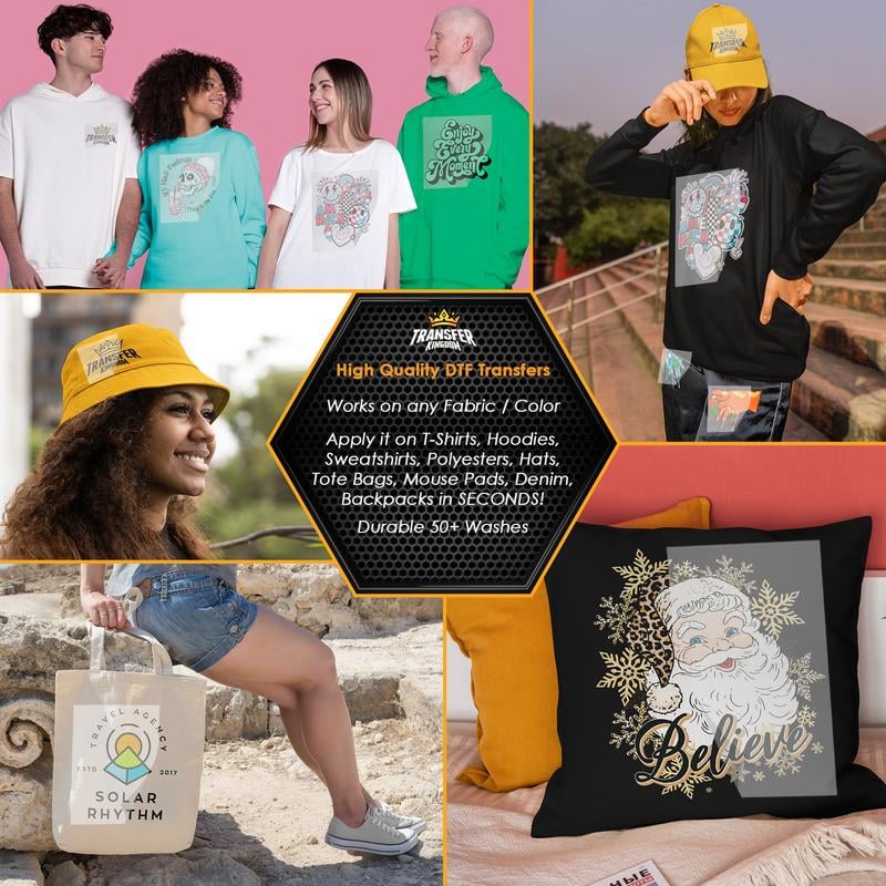 🎄Weihnachts-Überraschungspaket mit DTF-Transferdrucken – Fertig zum Aufpressen! Festliche Motive mit Weihnachtsmann, Rentier, Lebkuchen und anderen festlichen Grafiken für T-Shirts, Tragetaschen und DIY-Geschenke🎄