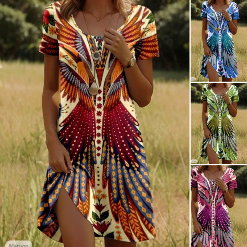 ⏳Zeitlich begrenztes Angebot⏰Damen-Kurzarmkleid mit Blumenmuster