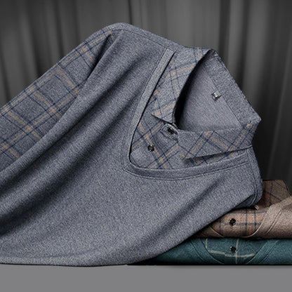 Herren Fake Zweiteiler mit Revers Langarm Oberteile