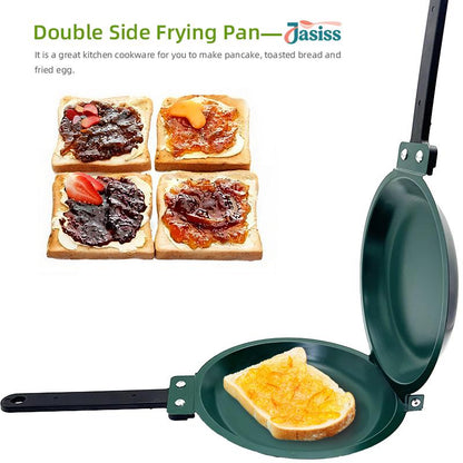 🔥 Antihaftbeschichtete Pfanne für zwei Zwecke – perfekt für Pfannkuchen, Steaks und Waffelhörnchen! 🥞🥩🍦