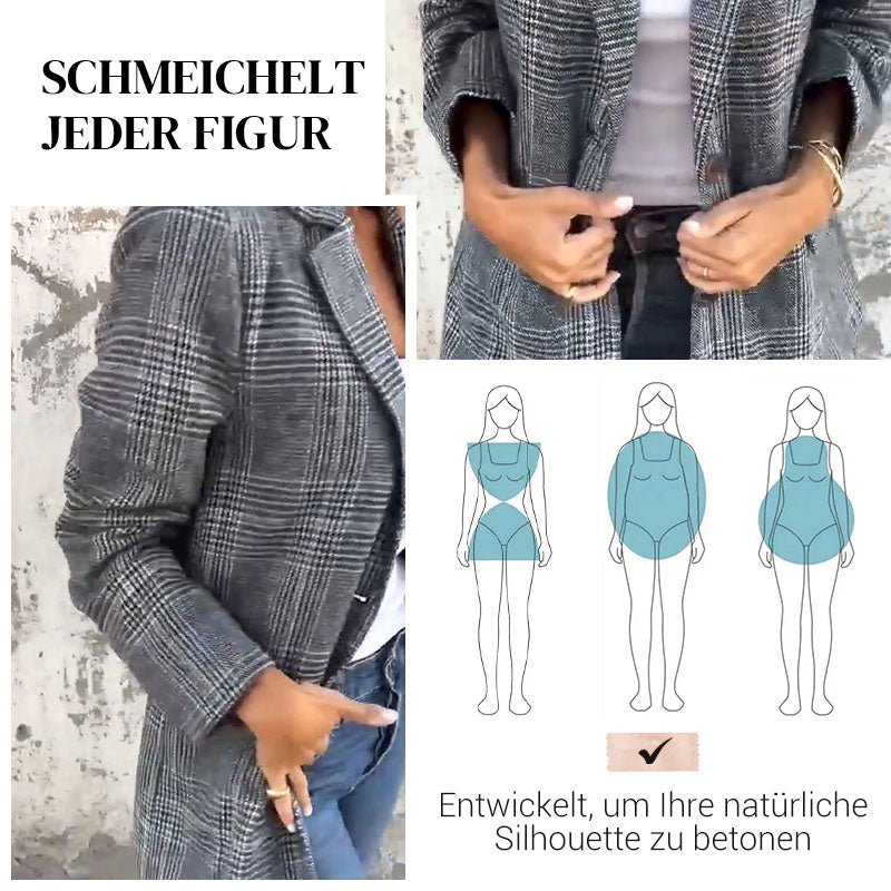 🥰Saisonangebot zum Super-Sonderpreis🥰Lässiger karierter Blazer mit Revers