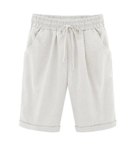 Plus Größe Solid Farbe Elastische Taille Lose Cropped Shorts