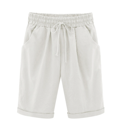 Plus Größe Solid Farbe Elastische Taille Lose Cropped Shorts