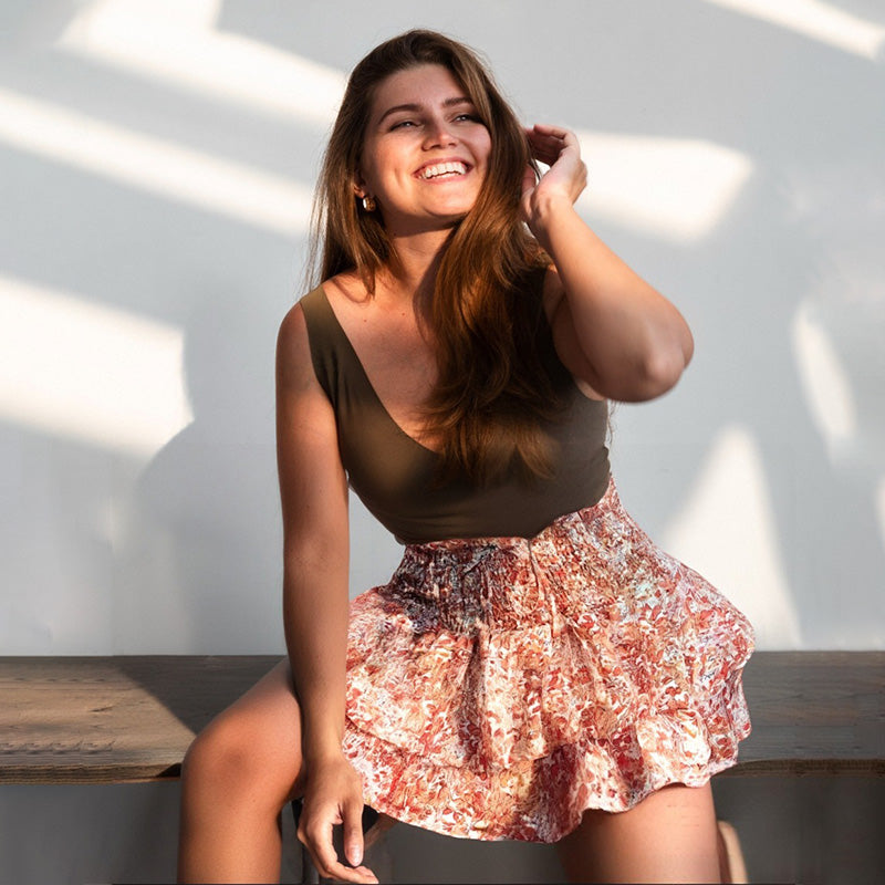 🌞Frühlingserwachen: 50% Rabatt!💕"Bauch-Weg" Sommer-Skort: Luftiger Etagenrock mit integrierter Sicherheitshose