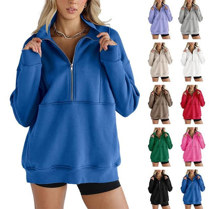 🍂🍁Herbstschlussverkauf 49 % RABATT💖 Lässige Revers-Oberteile mit halbem Reißverschluss für Damen