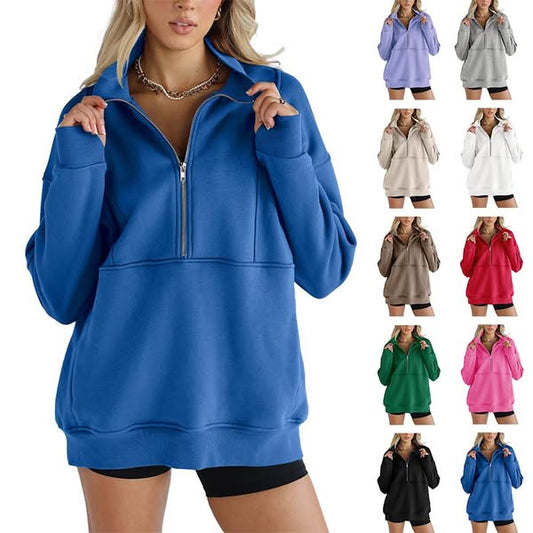 🍂🍁Herbstschlussverkauf 49 % RABATT💖 Lässige Revers-Oberteile mit halbem Reißverschluss für Damen