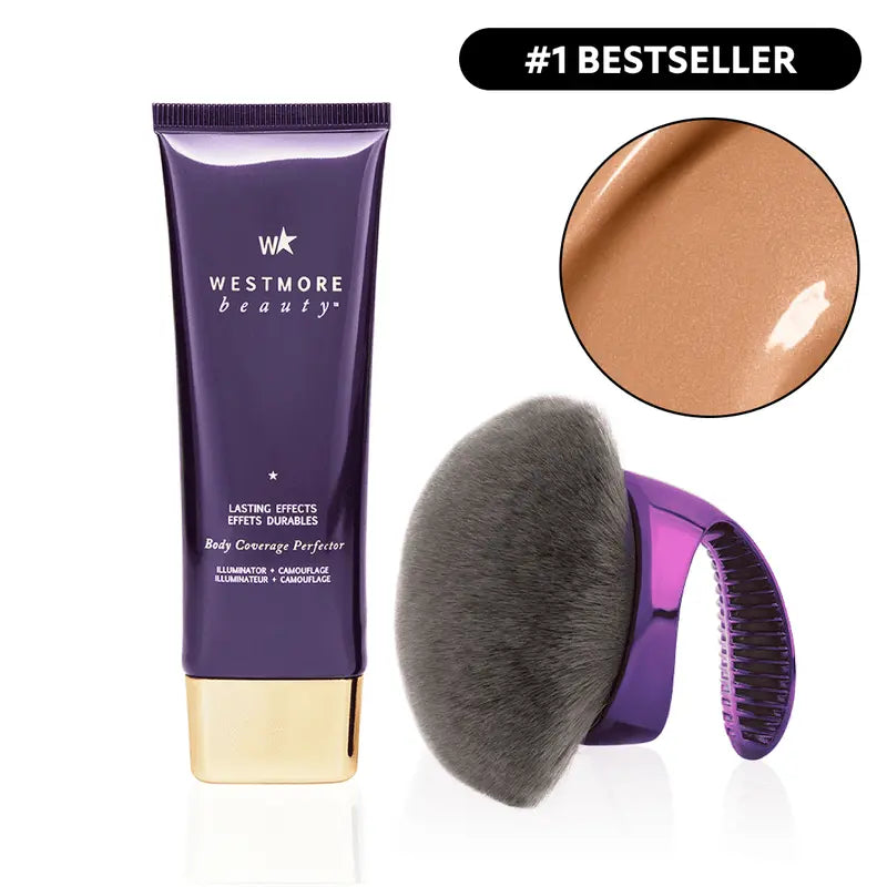 🌞Frühlingserwachen: 50% Rabatt!✨Body Coverage Perfector + Extra großer Pufferpinsel | 12h wasserfest | Kaschiert Tattoos/Narben | Perfekt für Fotos!
