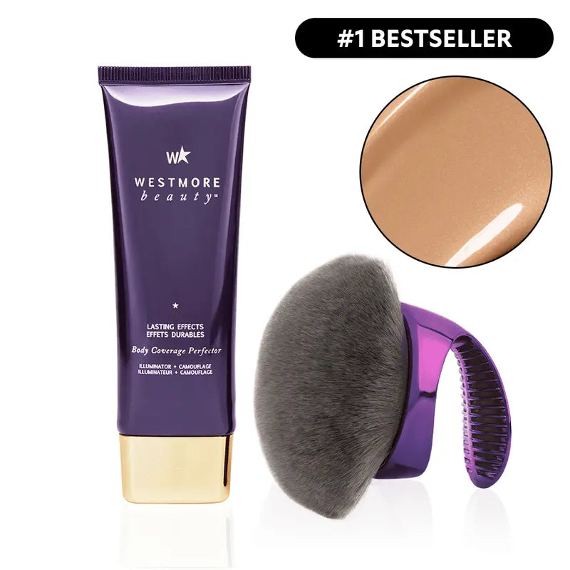 🌞Frühlingserwachen: 50% Rabatt!✨Body Coverage Perfector + Extra großer Pufferpinsel | 12h wasserfest | Kaschiert Tattoos/Narben | Perfekt für Fotos!