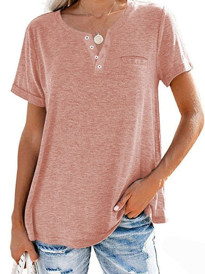 🔥Modische feste Farbe Tasche Kurzarm T-Shirt（Kaufen Sie 2 Versandkostenfrei）