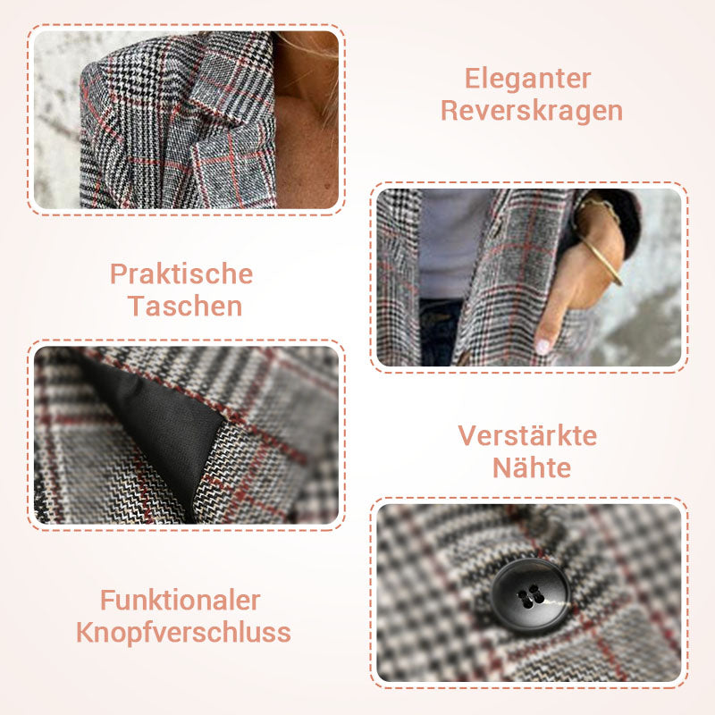 🥰Saisonangebot zum Super-Sonderpreis🥰Lässiger karierter Blazer mit Revers