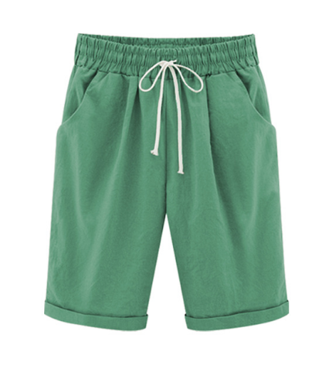 Plus Größe Solid Farbe Elastische Taille Lose Cropped Shorts