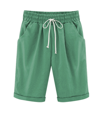 Plus Größe Solid Farbe Elastische Taille Lose Cropped Shorts