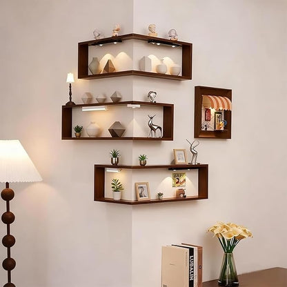 🌞Frühlingserwachen: 50% Rabatt!🪵Schwebendes Würfelregal 3-teilig – Wandregal aus Holz in Nussbaum – Ideal für Ecken, Dekoration, Pflanzen & Bücher