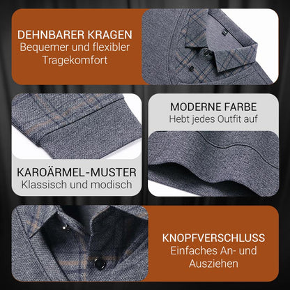 Herren Fake Zweiteiler mit Revers Langarm Oberteile