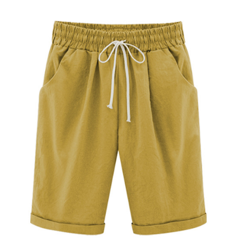 Plus Größe Solid Farbe Elastische Taille Lose Cropped Shorts