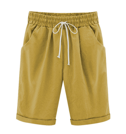 Plus Größe Solid Farbe Elastische Taille Lose Cropped Shorts