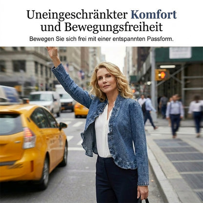 🧥 50 % RABATT !! 🌸 Damen-Jeansjacke mit Volants & offenem Vorderteil – Leicht & feminin – Vielseitig & schick 👗
