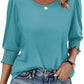 🌞Frühlingserwachen: 50% Rabatt!💝Elegante Business-Bluse mit 3/4-Arm & Smock-Bündchen – Bequem & Knitterfrei