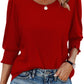🌞Frühlingserwachen: 50% Rabatt!💝Elegante Business-Bluse mit 3/4-Arm & Smock-Bündchen – Bequem & Knitterfrei