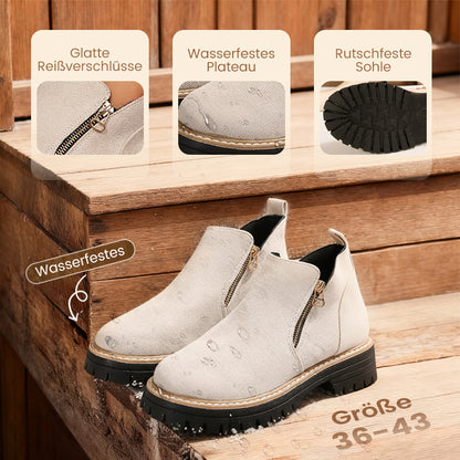 Damen-Stiefeletten mit runder Spitze und seitlichem Reißverschluss