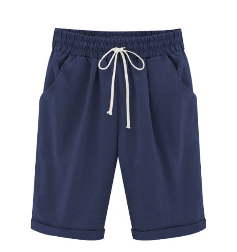 Plus Größe Solid Farbe Elastische Taille Lose Cropped Shorts