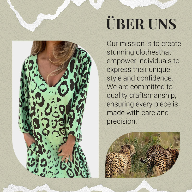 🌞Frühlingserwachen: 50% Rabatt!Schickes Kleid mit Safari-Leopardenmuster