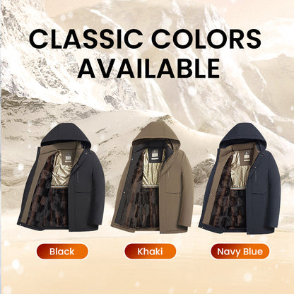 🧥 69% RABATT JETZT! ✨ Herren Wintermantel mit Abnehmbarer Kapuze - Hochleistungs-Daunenisolierung & Wasserdichtes Design für Arktische Temperaturen ❄️🛡️