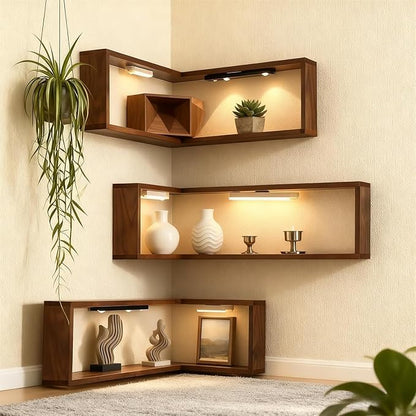 🌞Frühlingserwachen: 50% Rabatt!🪵Schwebendes Würfelregal 3-teilig – Wandregal aus Holz in Nussbaum – Ideal für Ecken, Dekoration, Pflanzen & Bücher