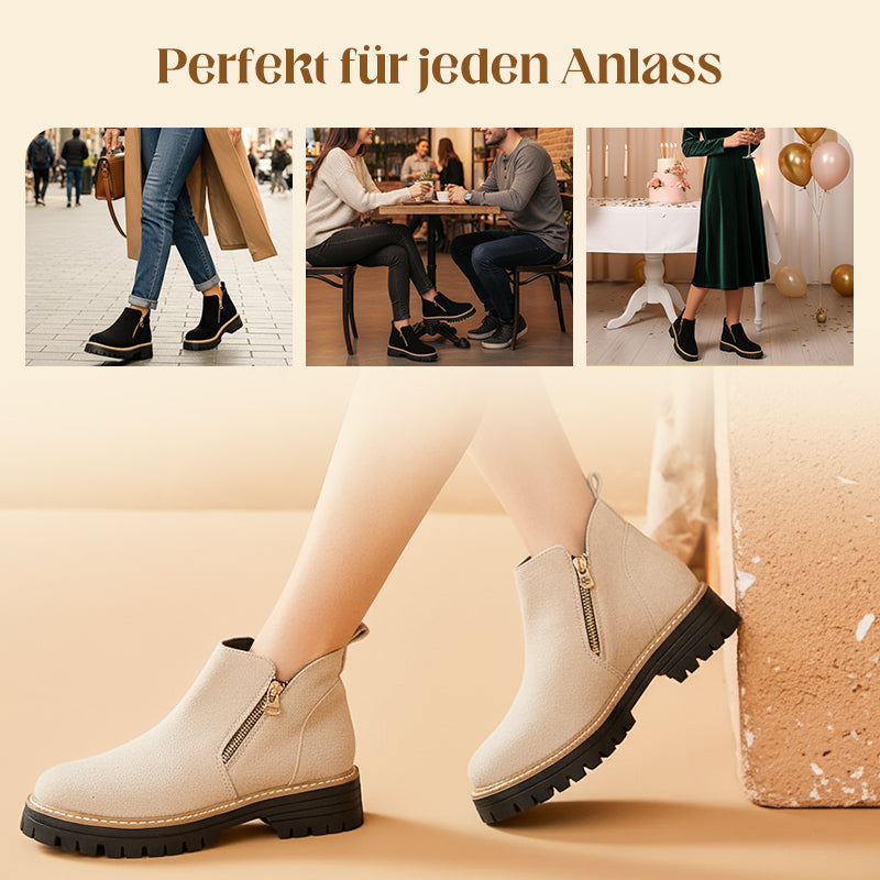 Damen-Stiefeletten mit runder Spitze und seitlichem Reißverschluss