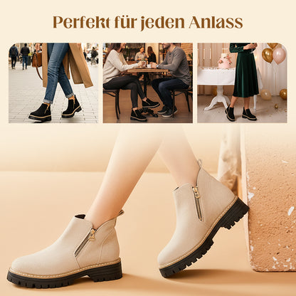 Damen-Stiefeletten mit runder Spitze und seitlichem Reißverschluss