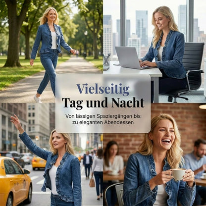 🧥 50 % RABATT !! 🌸 Damen-Jeansjacke mit Volants & offenem Vorderteil – Leicht & feminin – Vielseitig & schick 👗