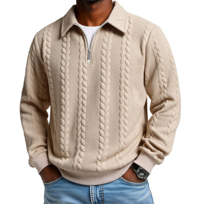 🎉 Neujahrsgeschenk – 50% RABATT!👕Klassischer Zopfmuster-Herrenpullover mit Halbreißverschluss: Reverskragen & Weiches Material – Zeitlos lässig für jeden Anlass!