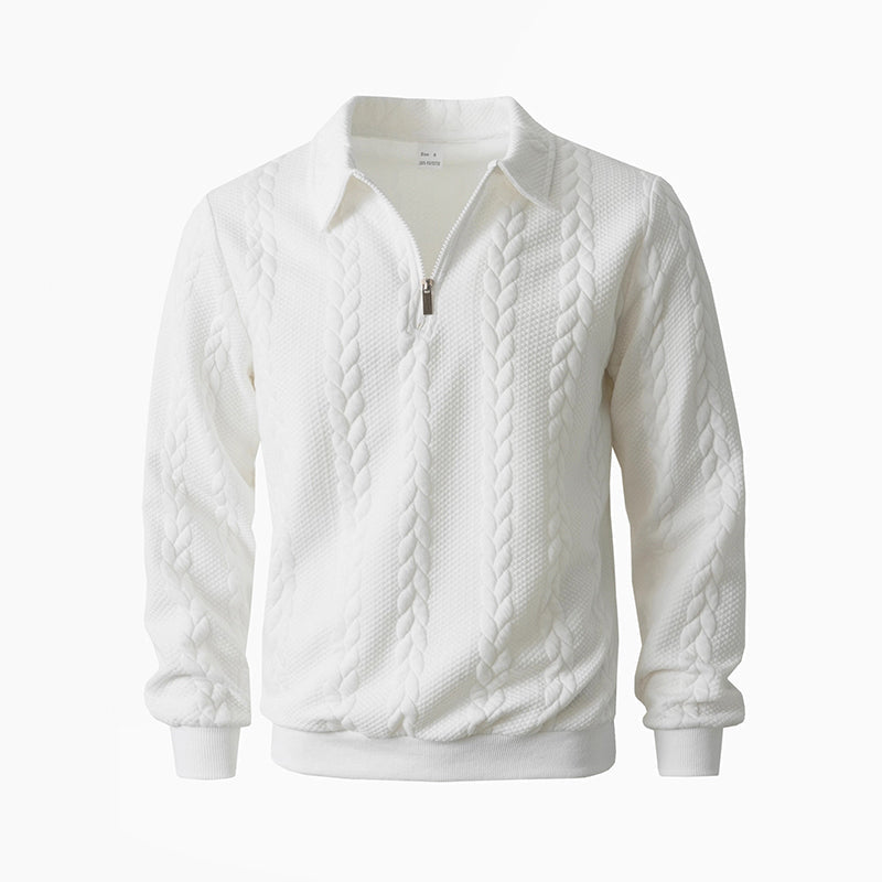 🎉 Neujahrsgeschenk – 50% RABATT!👕Klassischer Zopfmuster-Herrenpullover mit Halbreißverschluss: Reverskragen & Weiches Material – Zeitlos lässig für jeden Anlass!
