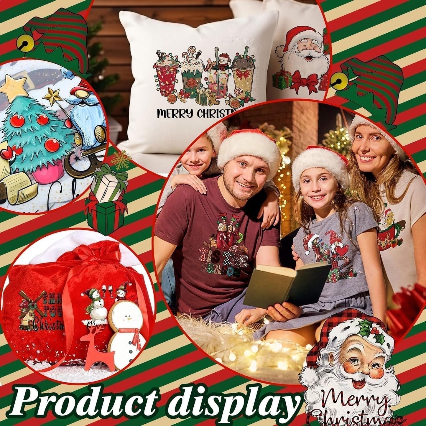 🎄Weihnachts-Überraschungspaket mit DTF-Transferdrucken – Fertig zum Aufpressen! Festliche Motive mit Weihnachtsmann, Rentier, Lebkuchen und anderen festlichen Grafiken für T-Shirts, Tragetaschen und DIY-Geschenke🎄